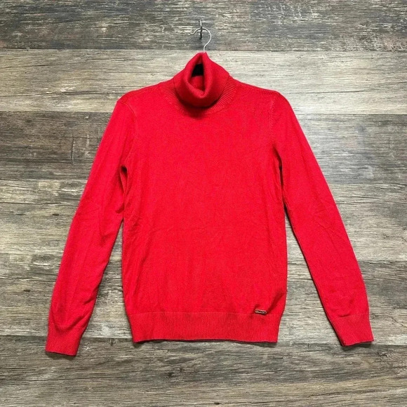Calvin Klein Holiday Red Turtleneck Sweater Womens XS - Picture 1 of 4